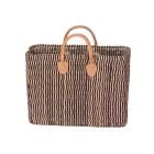 Rechteckige Strohtasche natur-blau gestreift – Marina Stripe
