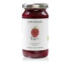 Alpe Pragas BIO Fruchtaufstrich mit 65% Himbeeren gesüßt mit Agavendicksaft.