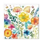 Farbenfrohe Serviette „Vibrant Spring“ von PPD mit detailreichen Blumen im Aquarellstil – ideal für frühlingshafte Feiern und stilvolle Tischdekoration.