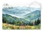 Postkarte „Ois Guade“ von handgemacht mit Liebe mit alpiner Berg- und Wiesenlandschaft im A6 Querformat auf Holzschliffpappe