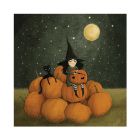 Halloween-Servietten mit Hexe & Kürbissen „Pumpkin Carving“ 33 × 33 cm