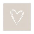 Papierservietten "Pure Heart taupe" 33 x 33 cm