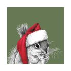 Weihnachtsservietten mit Eichhörnchen „Ralf Red Hat Green“ 33 × 33 cm