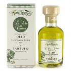 Italienisches natives Olivenöl extra, angereichert mit Trüffelscheiben, exquisit und fein zum Würzen.