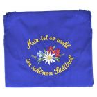 Original Bauernschurz: "Mir ist so wohl im schönen Südtirol" bestickte, original blaue Südtiroler Bauernschürze.