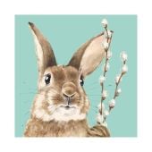 AKTION - Osterservietten mit Hase & Weidenkätzchen „Fred“ 33 × 33 cm