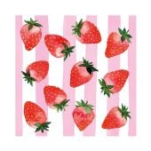 AKTION - Papierservietten „Strawberry & Stripes“ mit Erdbeer-Design 33 x 33 cm