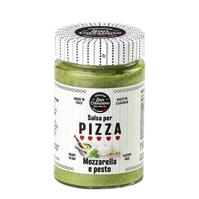 "Salsa Pizza Mozzarella e Pesto" Basilikum Pesto und Mozzarella Soße 190g