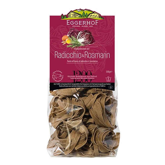 "Radicchio-Rosmarin-Tagliatelle" Bandnudeln aus Eierteig 310g