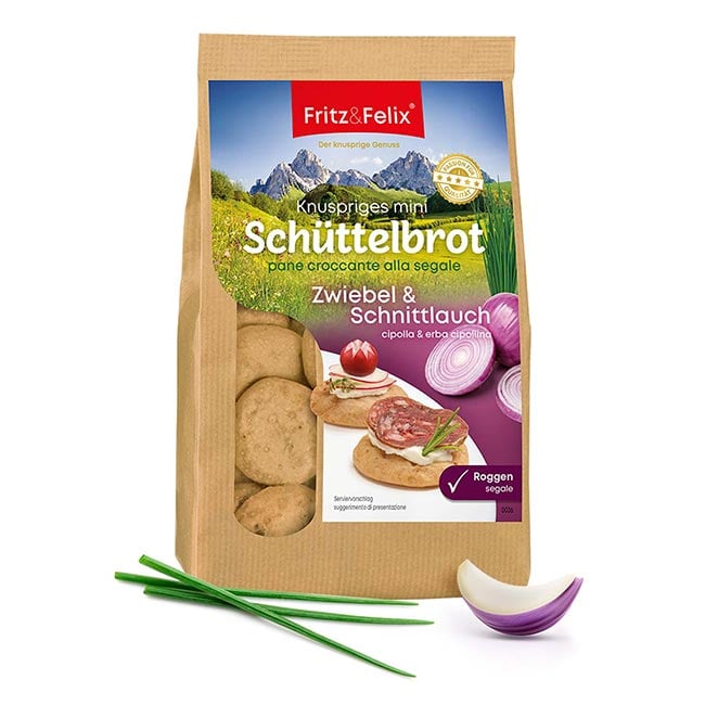 Mini Schüttelbrot mit Zwiebel und Schnittlauch 125g