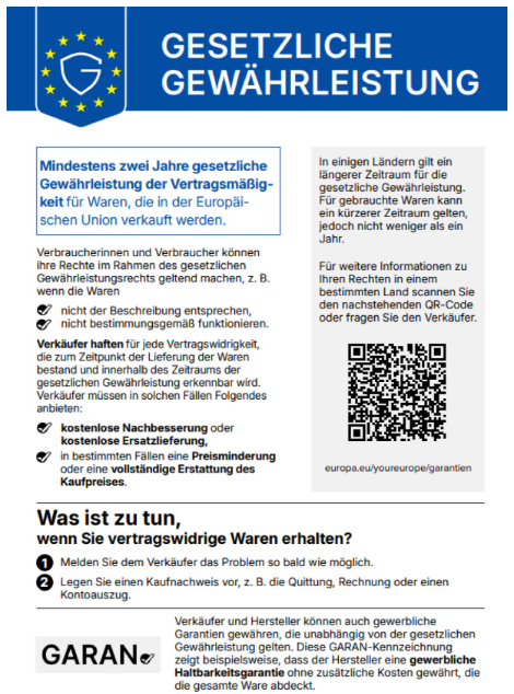 Harmonisierte Mitteilung über das gesetzliche Gewährleistungsrecht